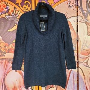 NWT Karen Scott Cowl Neck Tunic Sweater, Teal Blue, Size PM